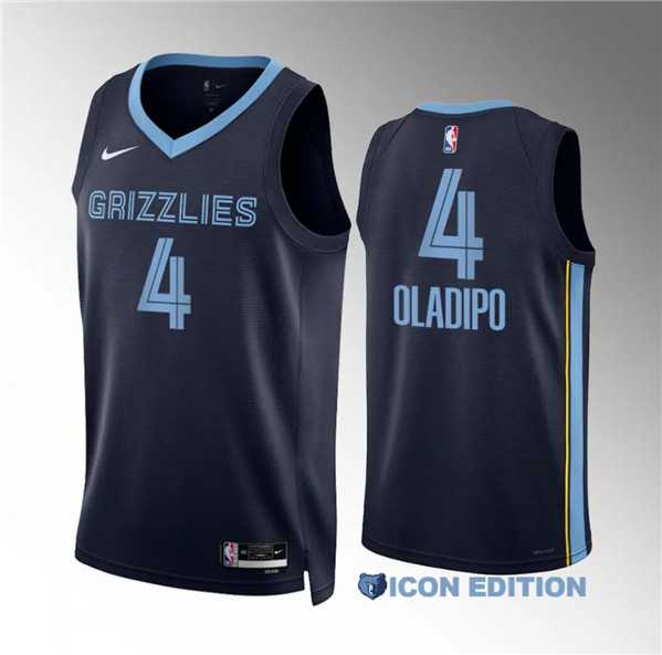 Mens Memphis Grizzlies #4 Victor Oladipo Navy Icon Edition Stitched Jersey Dzhi